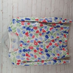 LL Bean Floral Button up Cotton Sweater